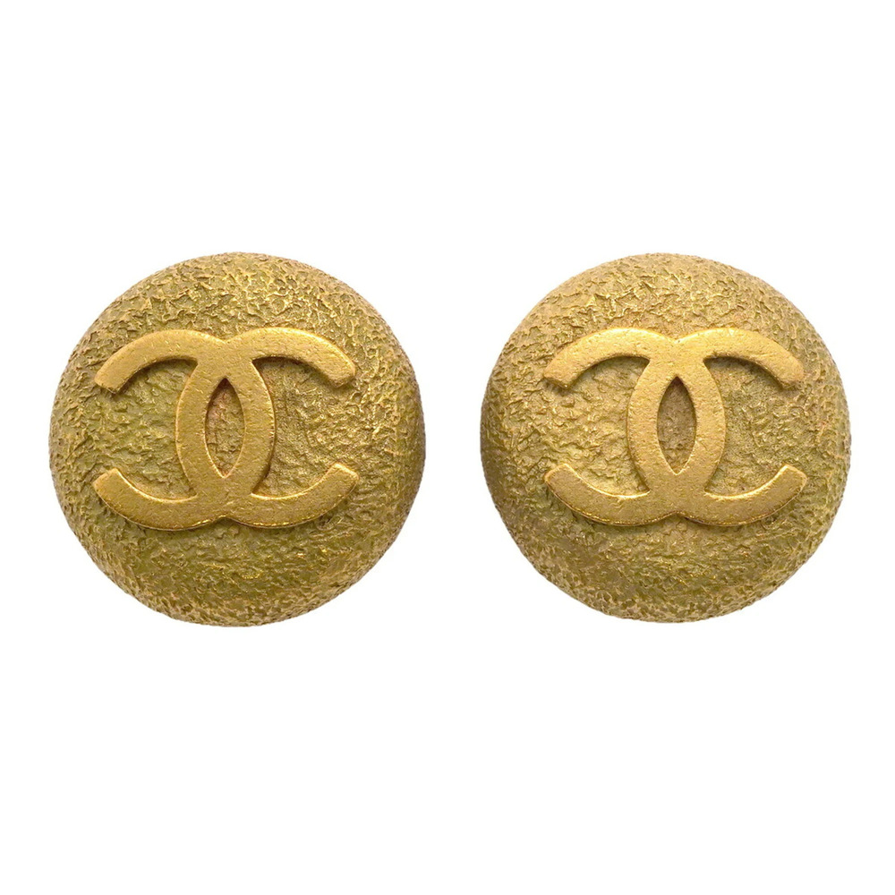 Chanel Earrings, Coco Mark Circle, GP Plated Gold, Women's